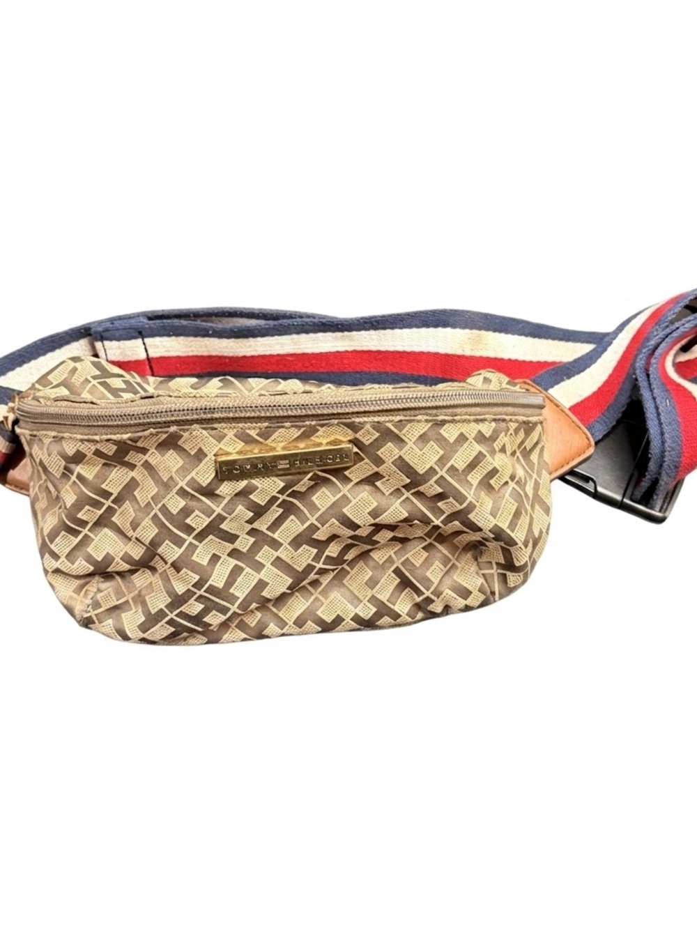 Tommy Hilfiger Black Nylon Pouch with Red Leather Accent
